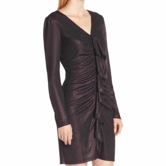 NWT Sam Edelman Purple metallic ruffle dress, 6 - Picture 3 of 14